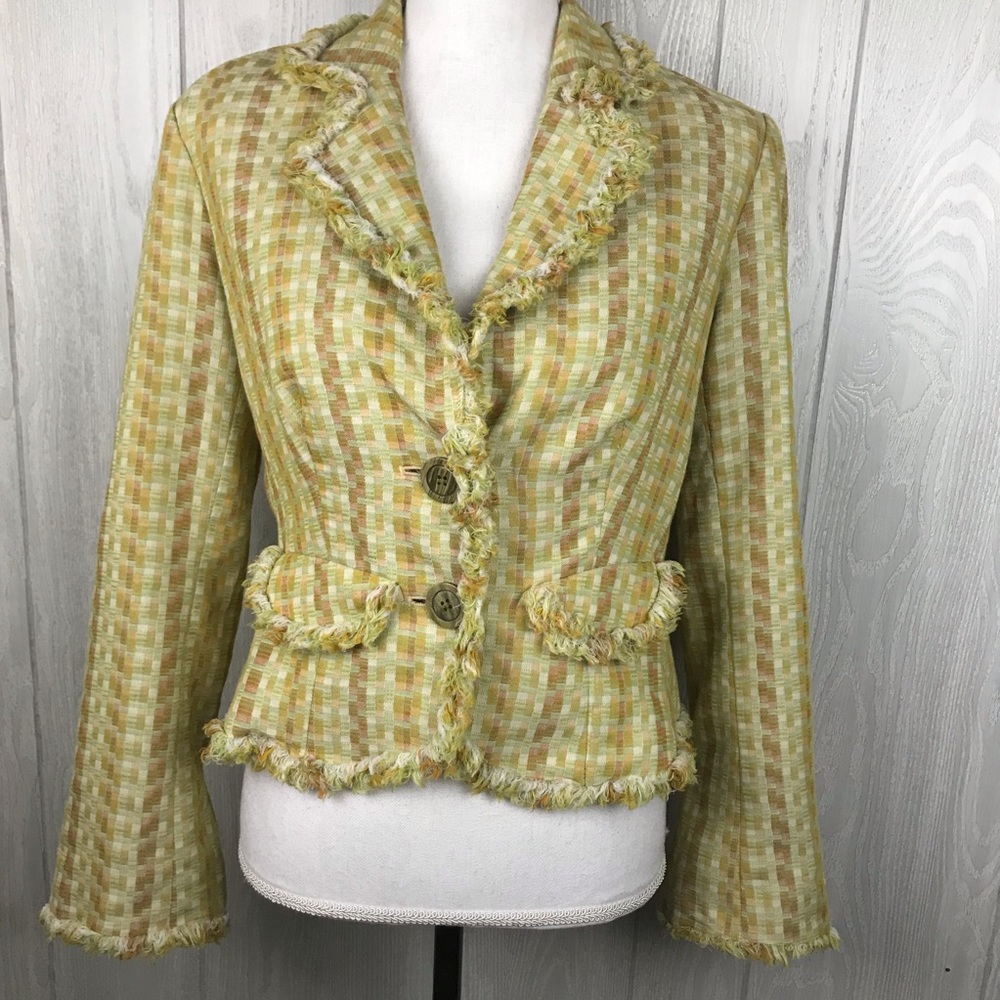 ECI retro style fringe hem button front jacket